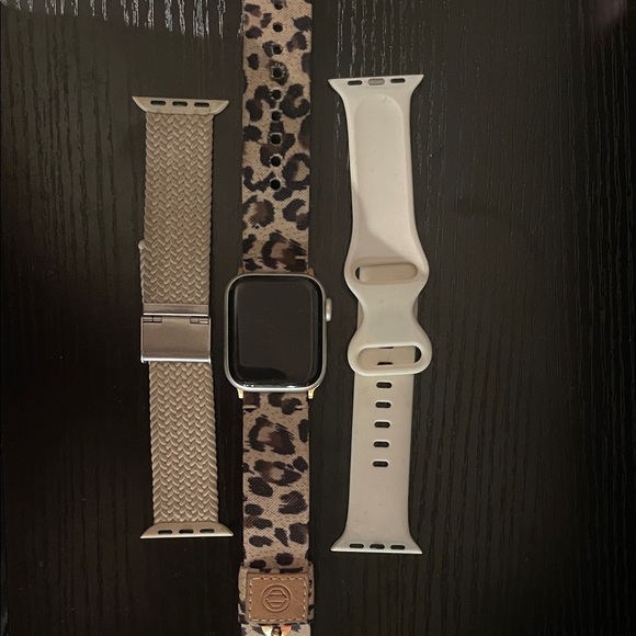 Apple Watch + Charger + Bands in Leopard Beige and Cream